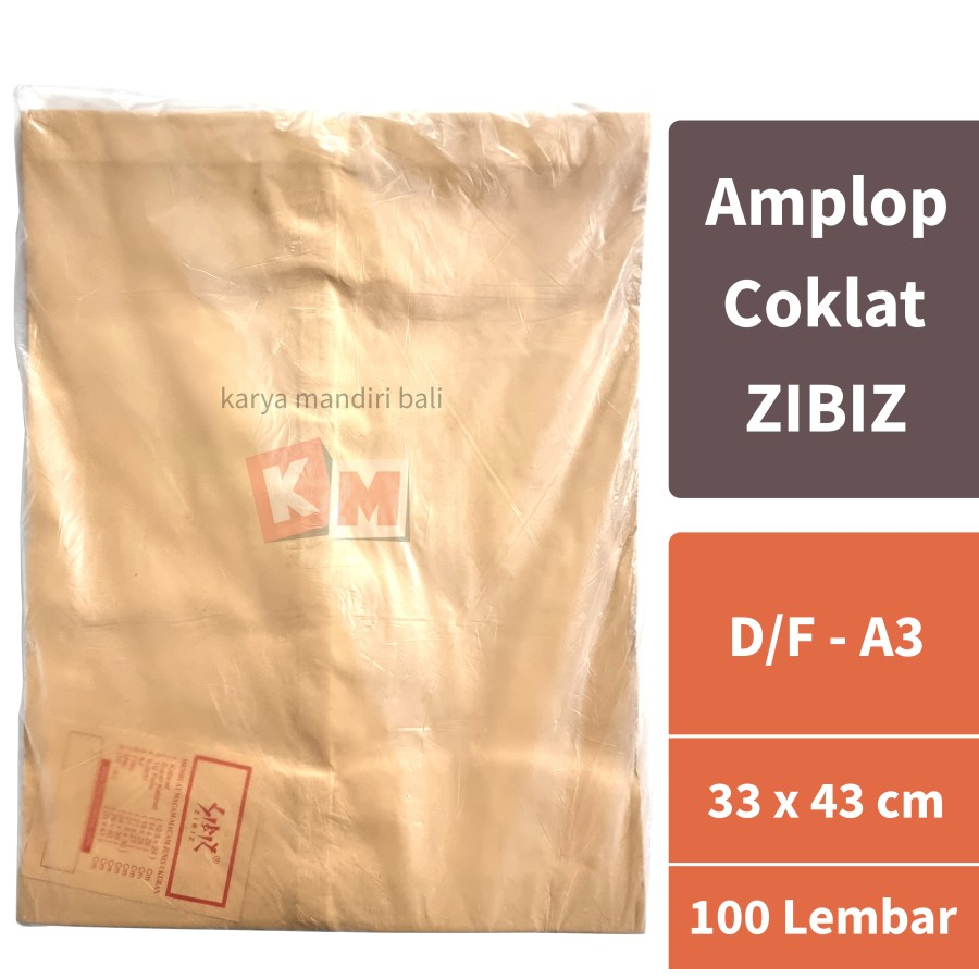 

Amplop Coklat ZIBIZ Ukuran D/F - A3 33 x 43 cm Isi 100 Lembar