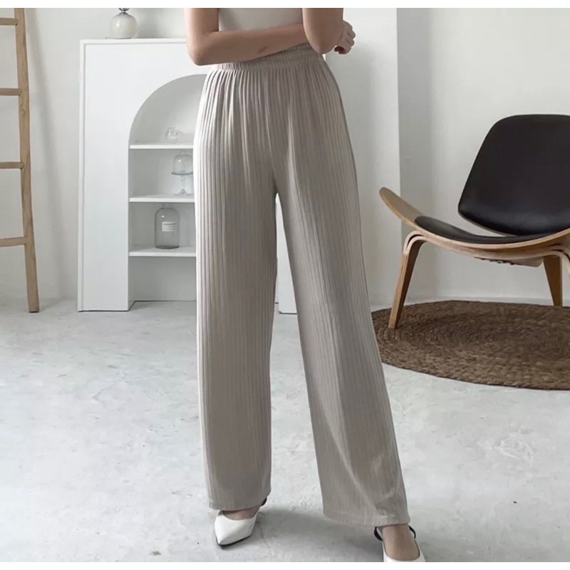 Celana Kulot Knit Premium Murah Berkualitas Kulot Knit Hornet Premium - Long Cullote Meera Pants - Korean Loose Pants Trousers Wanita - Loungewear - Celana Kulot Jumbo XXL XXXL Perempuan Murah Berkualitas