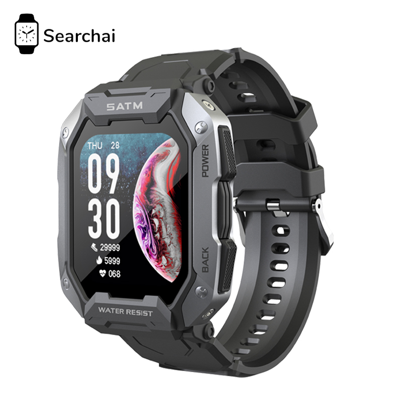 Jam Tangan 5ATM Jam Pintar Pria ✅C20 Outdoor Men's Watch 1.71 Inch HD Large Screen Bluetooth Deep Waterproof 380mAh Long Standby Smart Watch Multi-Sport Mode VS C16