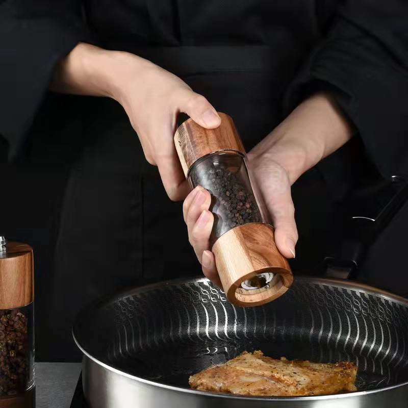 Pepper Mill Gilingan Lada Penggiling Biji Merica Rempah Salt Kayu Kaca