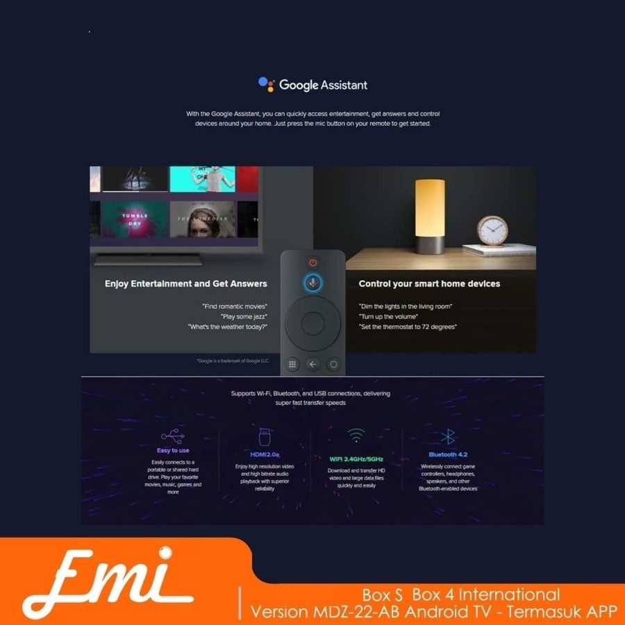 E.Mi Box S Set Up Box 4 International Version MDZ-22-AB Android
