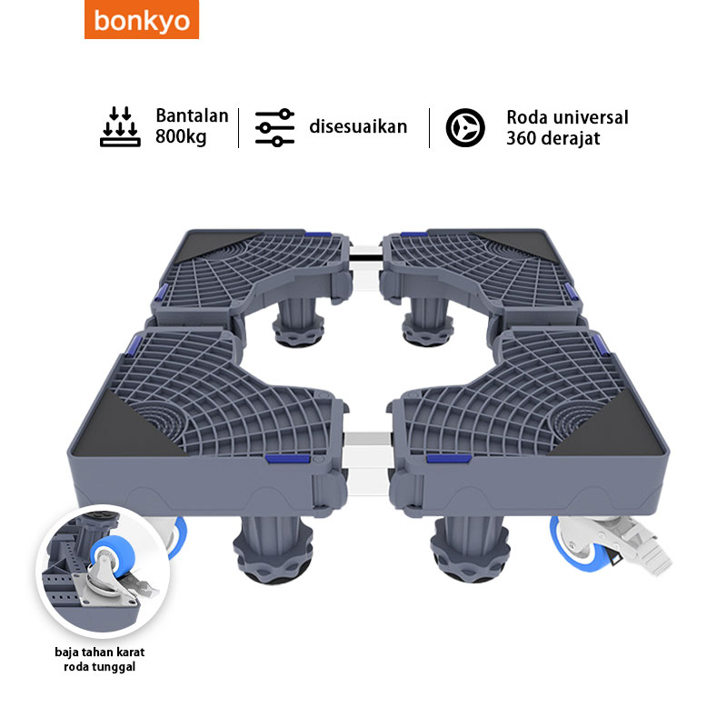 Bonkyo Alas Mesin Cuci Dan Alas Kulkas Tahan Karat Yang Dapat Diatur, Rem Mesin Cuci, Roda Kulkas, Dudukan Kulkas,