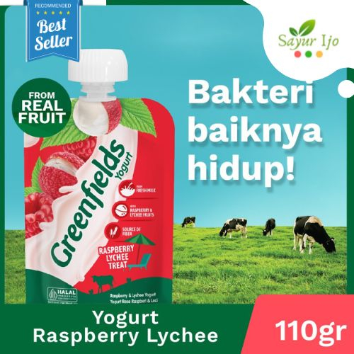 

Greenfields Yogurt Rapsberry Lychee 110 Gram / Pack Rasa Buah Leci Susu Olahan