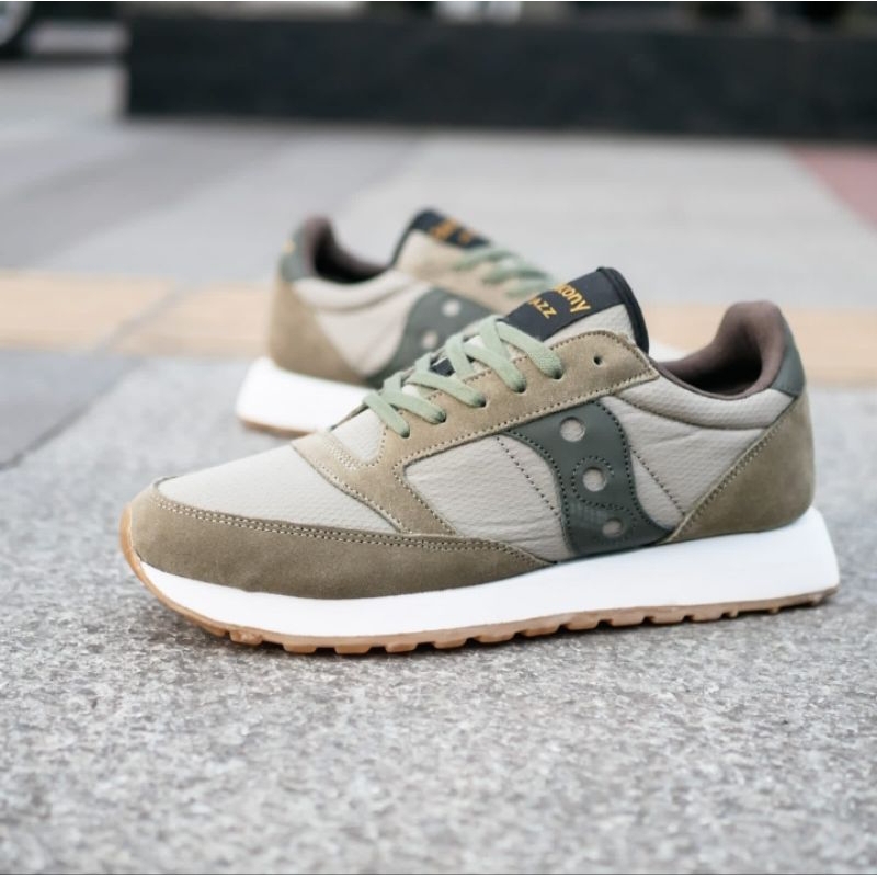 Sepatu Sneakers Pria Saucony Jazz Vintage Olive Green Original