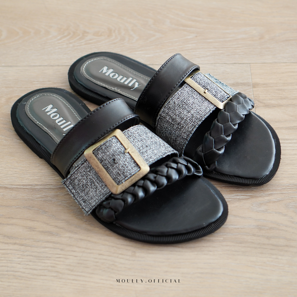 Ghanimi x Moully - Malika Slip On / Sandal Wanita / Flatshoes wanita / Slip on / Sandal Kondangan