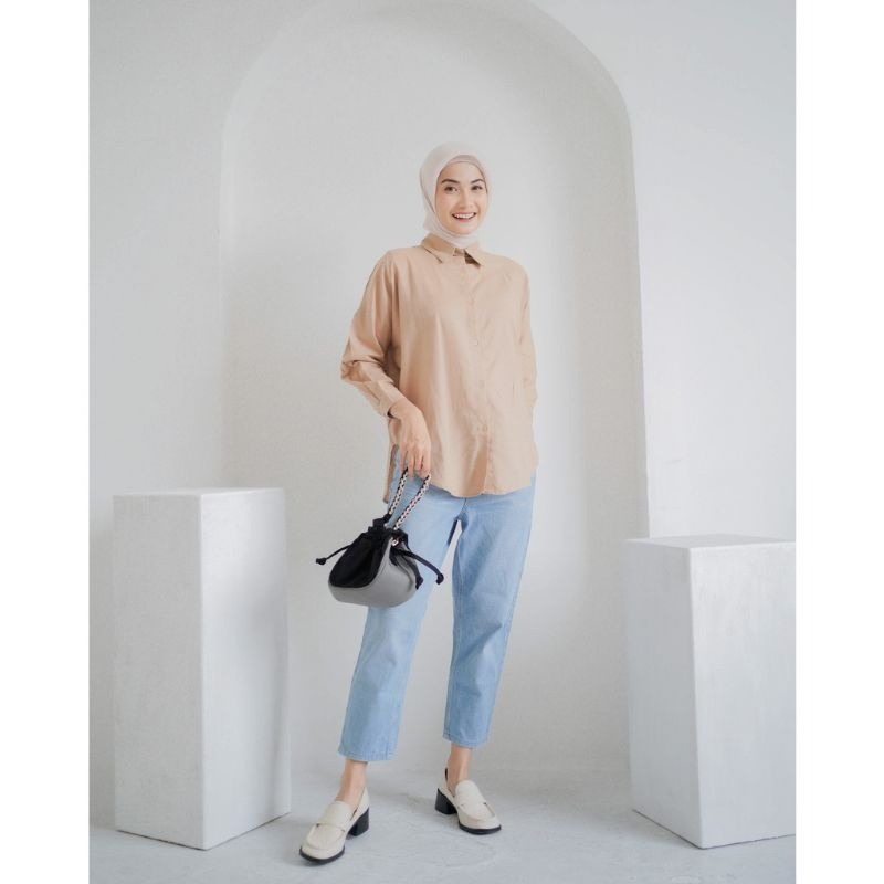 Baju Atasan Kameja Wanita Oversize Eliza Linen Shirt