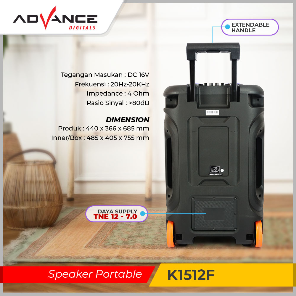 Speaker Advance K1512 F Full Bass Speaker meeting Speaker 15 inch 2 mic Garansi 1 Tahun