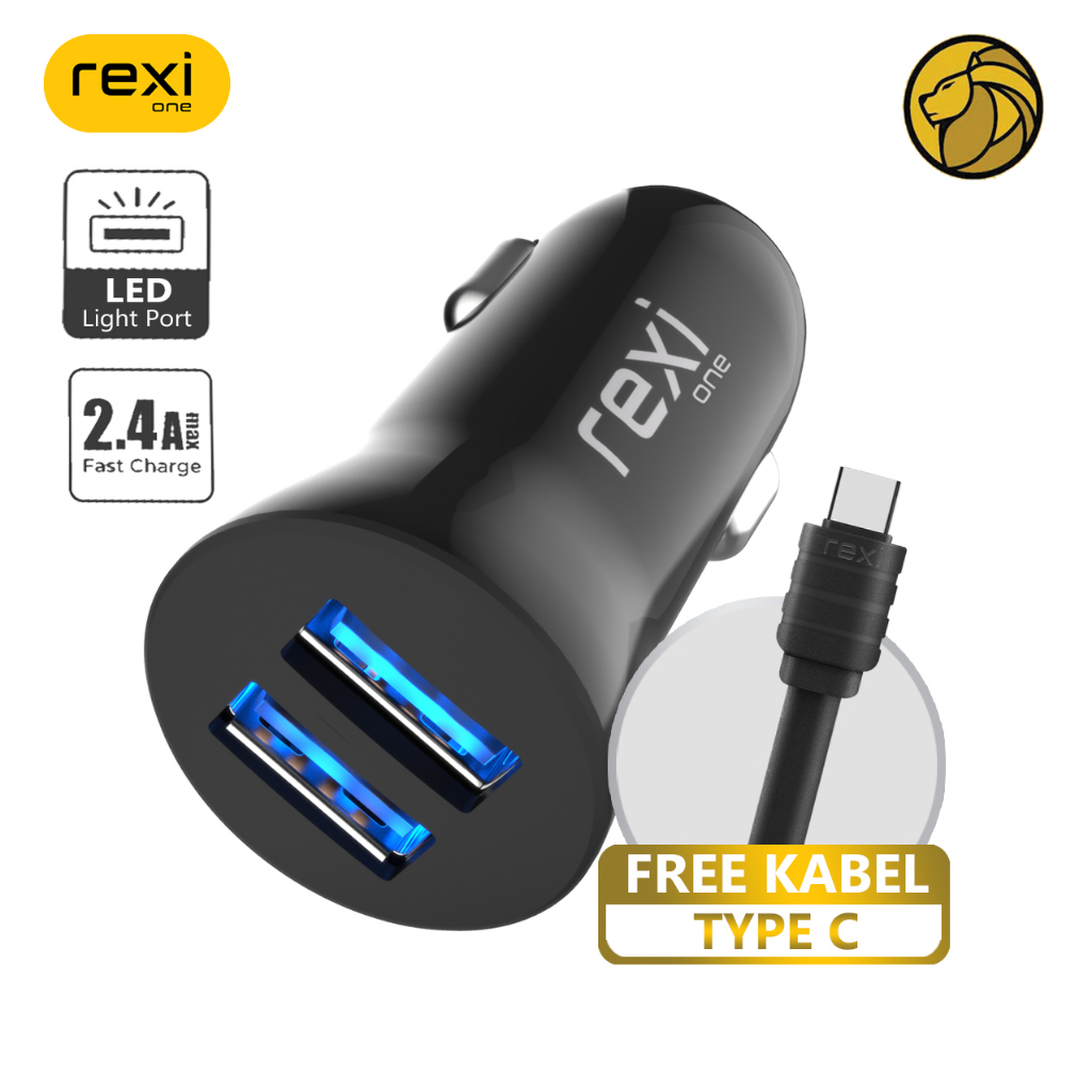 Charger Mobil Rexi Free Kabel Type C Pengisian Cepat 2,4A GK34-C