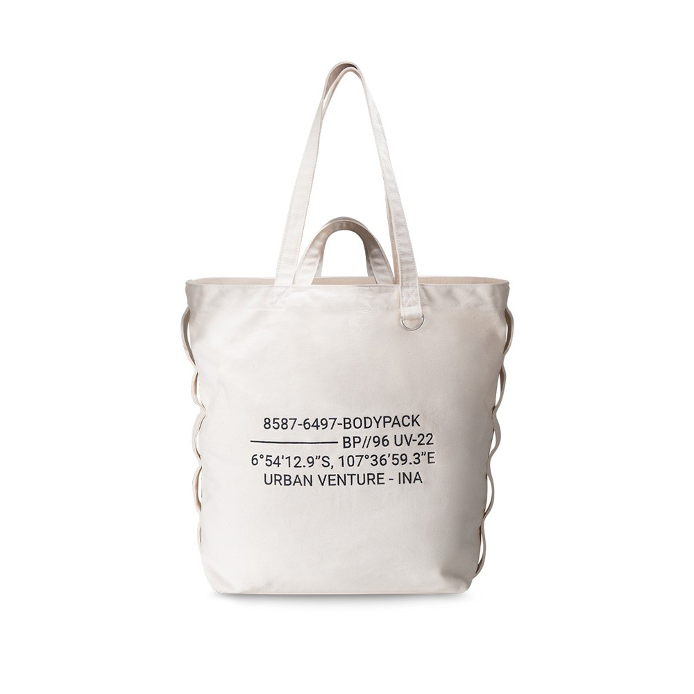 Tas Jinjing Bodypack Wide Over Tote Bag - Off White