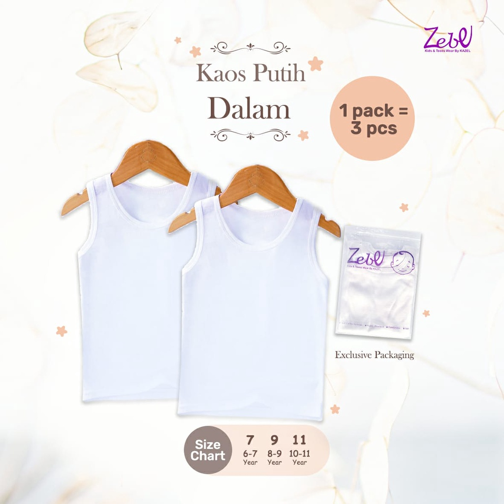 LIBBY SINGLET KAOS DALAM PUTIH  / MIX WARNA baju bayi / baju anak