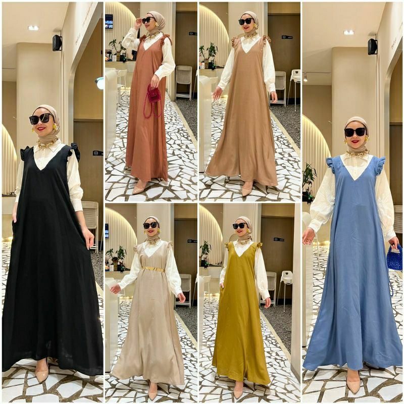 Audrey Maxy #2, GAMIS WANITA MUSLIM CANTIK MODIS FIT XXL LD 114 BAHAN LINEN POLO IMPORT KANCING BUSUI TERMURAH TERLARIS OOTD KEKINIAN