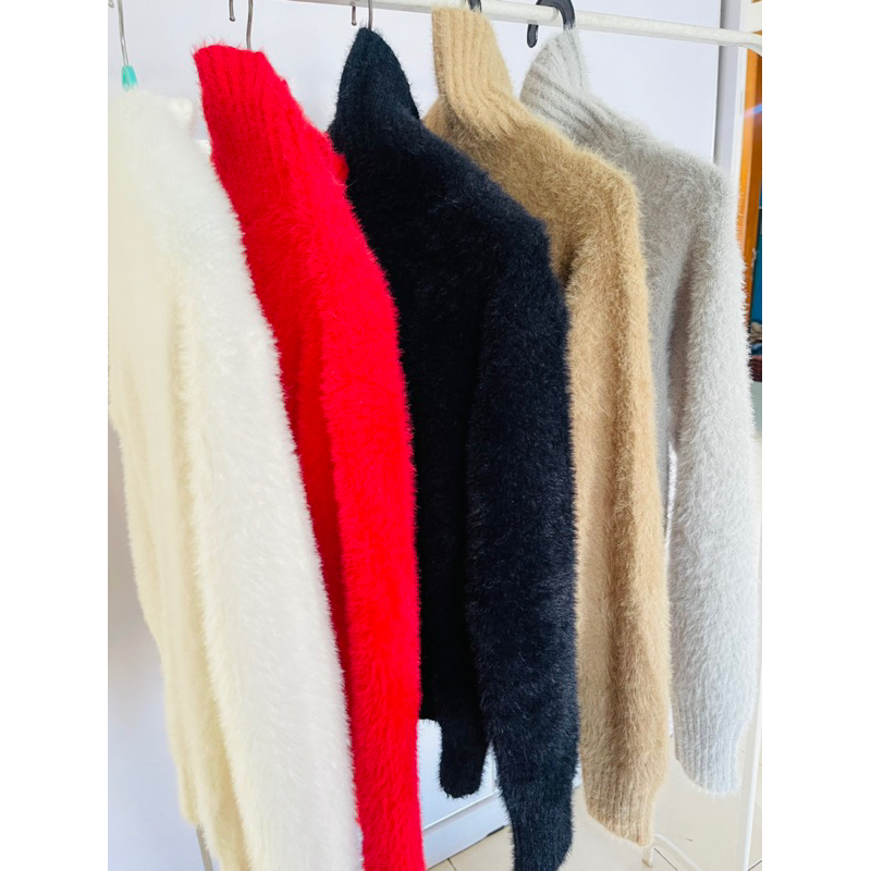 IMPORT MOLLAD Turtleneck Fur sweater pullover bulu rajut Infinity lembut thermal hangat winter musim dingin korea