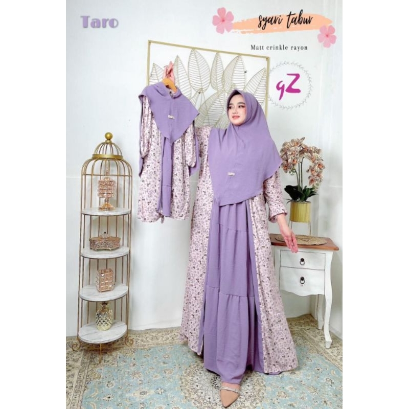 Gamis syar'i set jilbab tabur couple ibu dan anak ORI by Gwenza