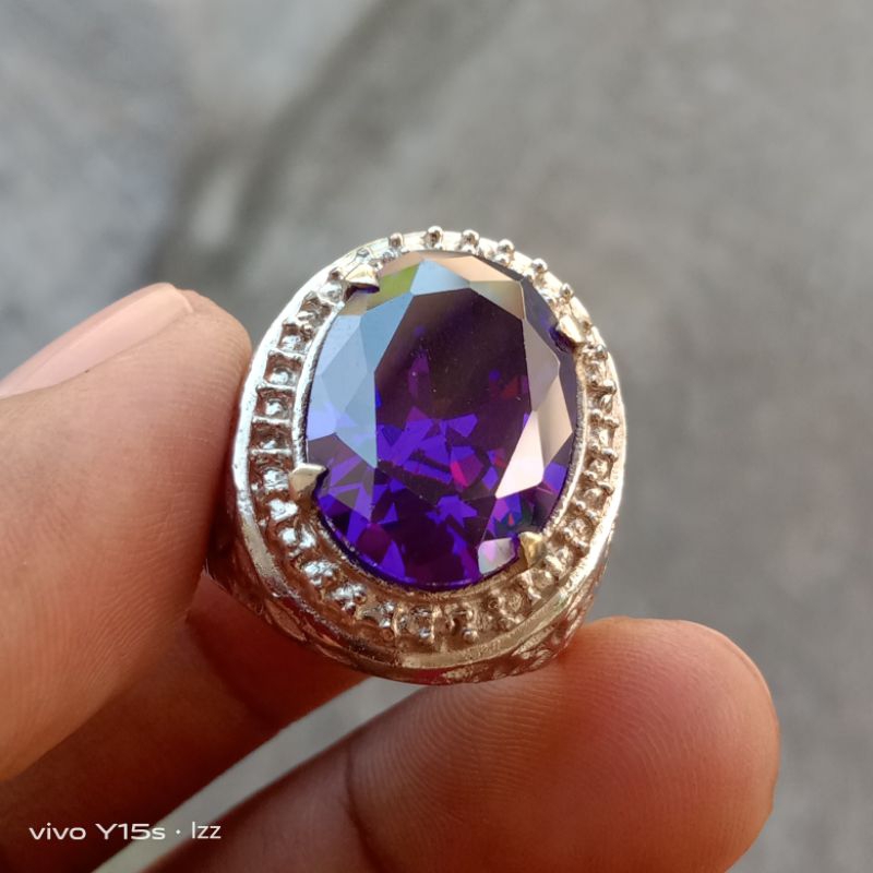 Cincin batu permata kecubung asli