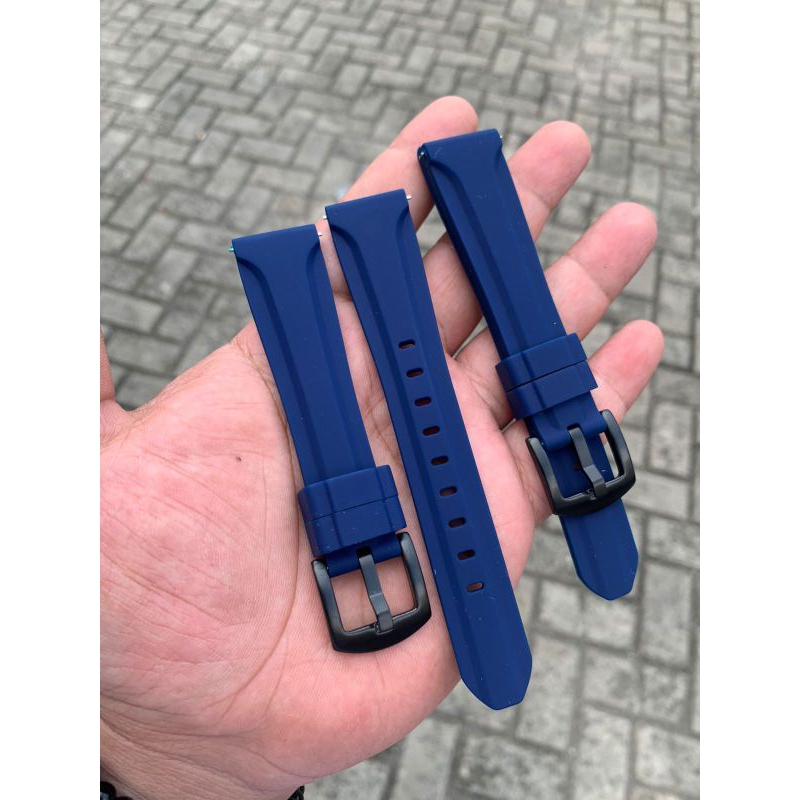 Strap tali jam tangan silicon original navy lug 20mm lentur lembut