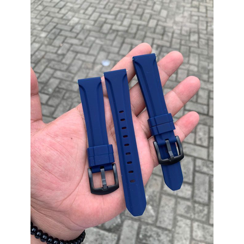 Strap tali jam tangan silicon original navy lug 20mm lentur lembut