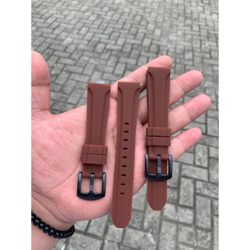 Strap tali jam tangan silicon original coklat Size 20mm limited lembut lentur