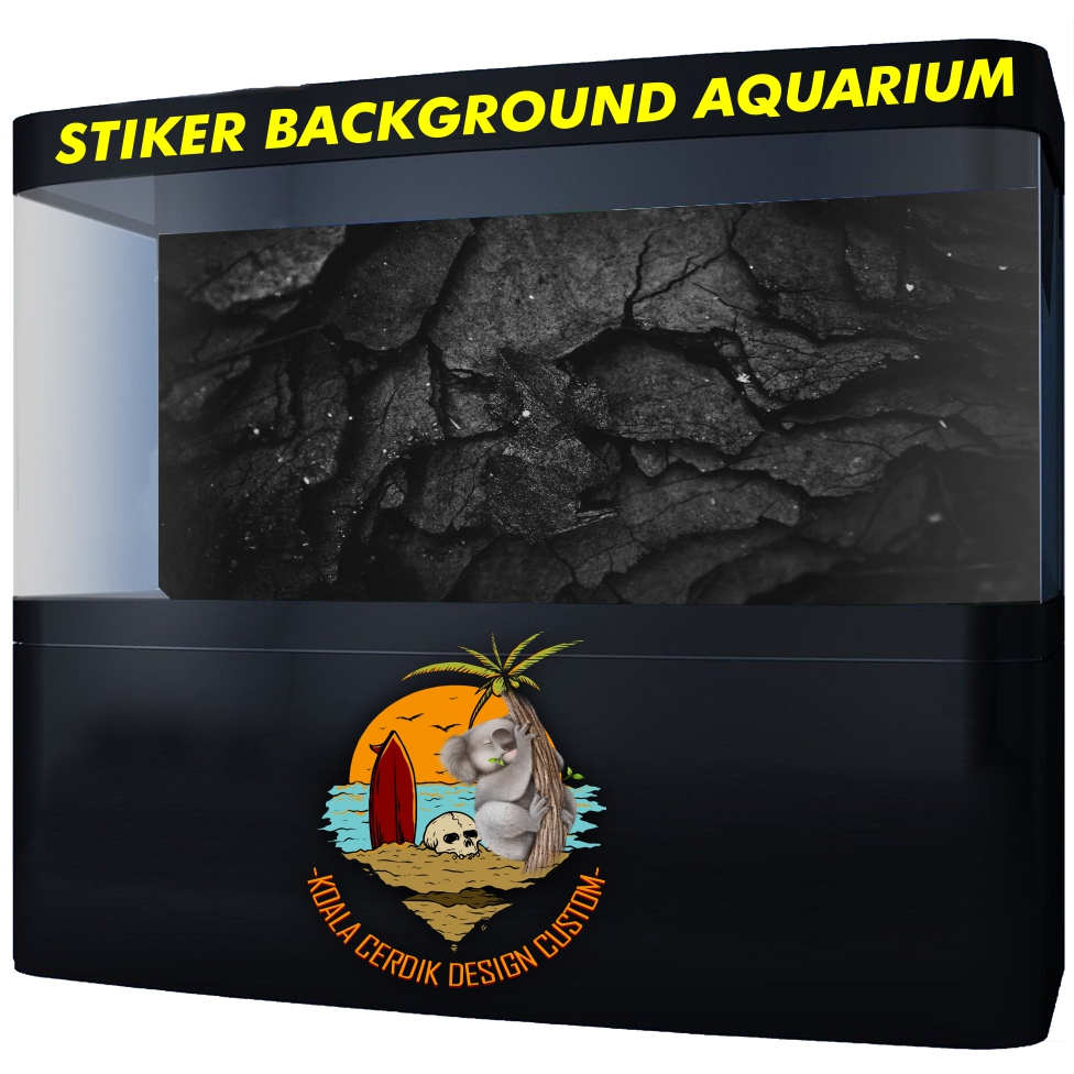 Stiker Background Aquarium Desain Batu