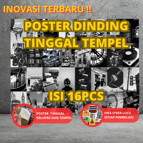 Poster Dinding Sticker Aesthetic Paketan Isi 16PCS Langsung Pasang