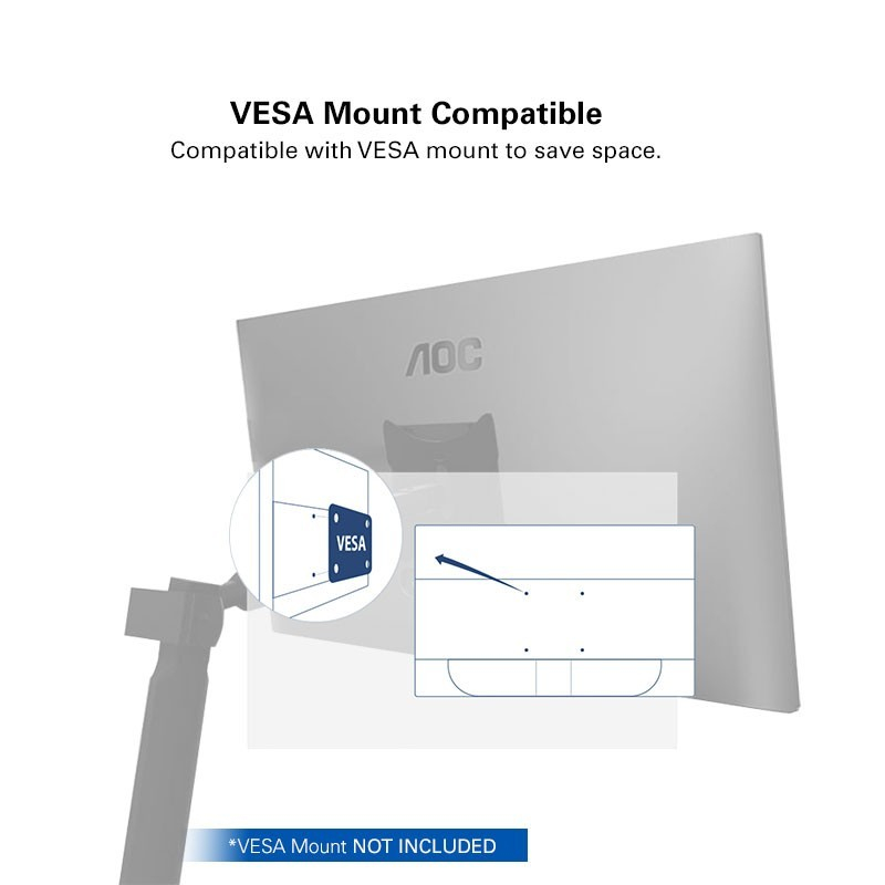 Monitor LED AOC 22B3HM 22&quot; 1080p 75Hz VGA HDMI VESA Adaptive Sync Slim