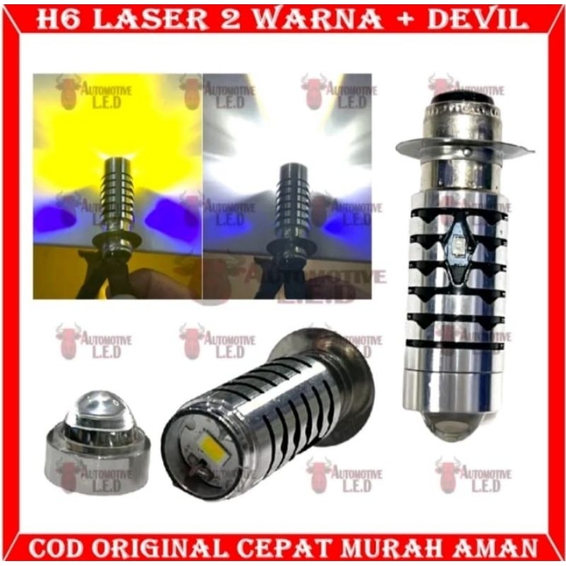 4841 lampu led utama laser H6 2warna ac-dc metic bebek