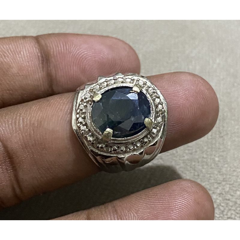 natural blue sapphire corundum cincin batu blue safir africa