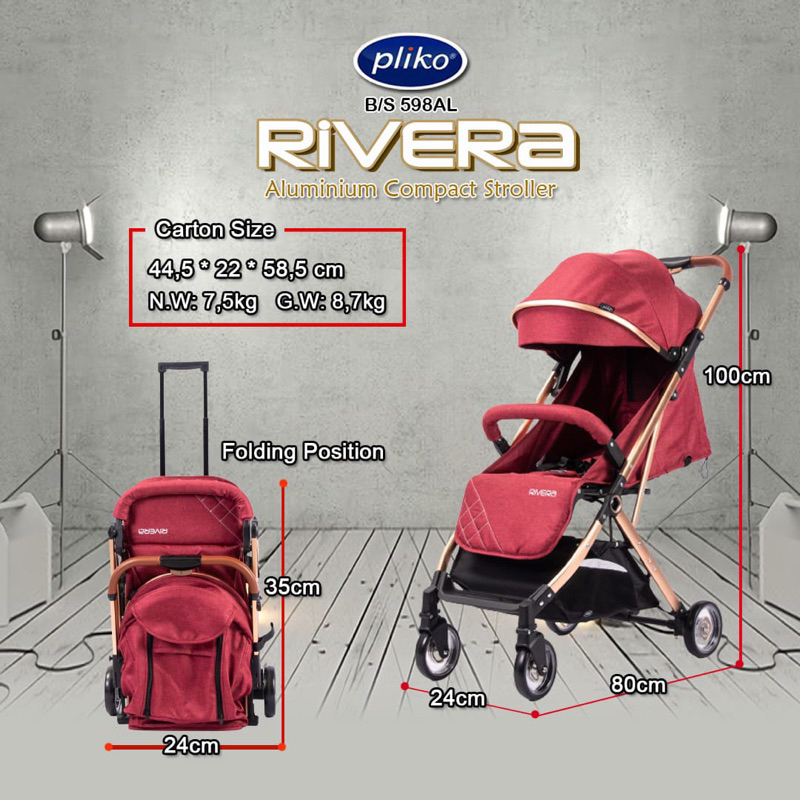 Stroller Cabin Size Bisa Ditarik Seperti Koper Pliko Rivera 598 Kereta Dorong / Dorongan Bayi