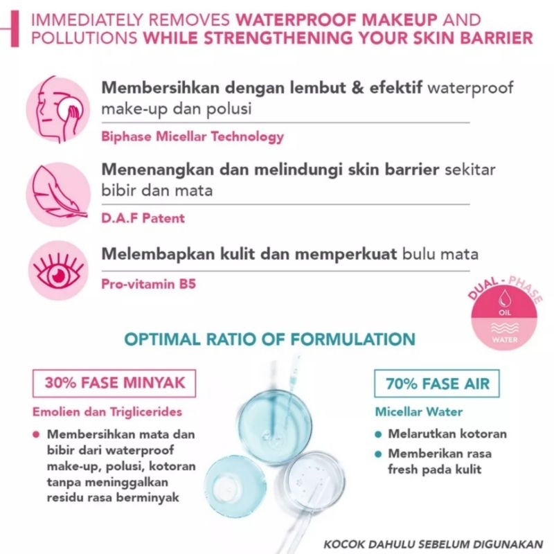 BIODERMA SENSIBIO H2O EYE BIPHASIC MICELLAR MAKE-UP REMOVER - WATERPROOF SENSITIVES EYES AND LIPS 125 ML