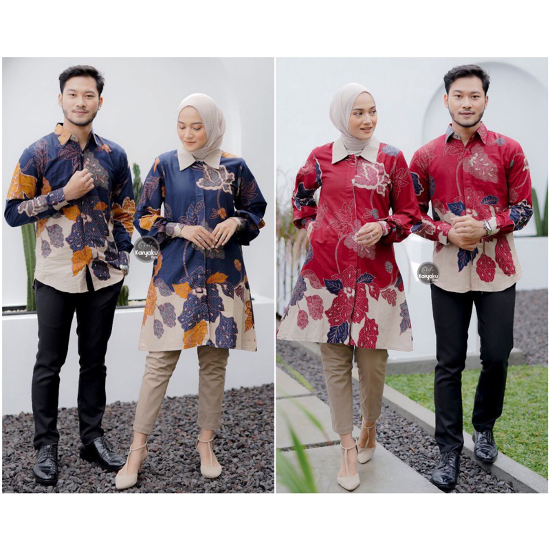 Atasan Tunik Batik Wanita Couple Kemeja Batik Pria Best Seller Kain Katun