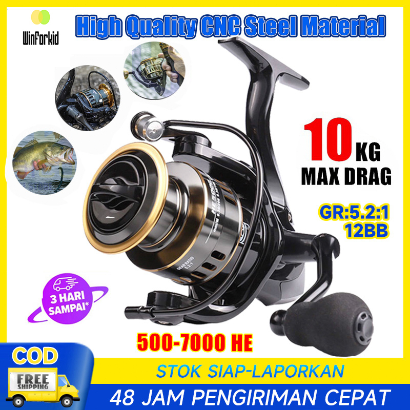 Reel Pancing HE 500 - 7000 10 Kg/ Reel Pancing Murah Kuat Power/ Reel Pancing Laut Tarikan Pancing Metal/ Gulungan Pancing Ikan Logam Metal CNC/ Gulungan Senar Pancing/ Reel Pancing Shimano