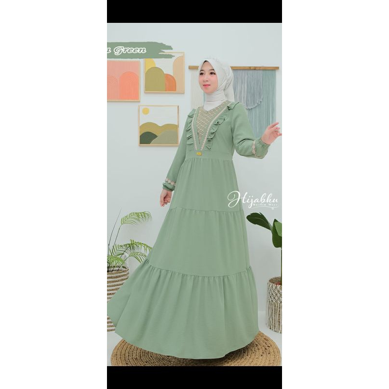 Halise Dress by halis // gamis Busui //gamis crinkle ori mkx renda //gamis Crinkle umpak