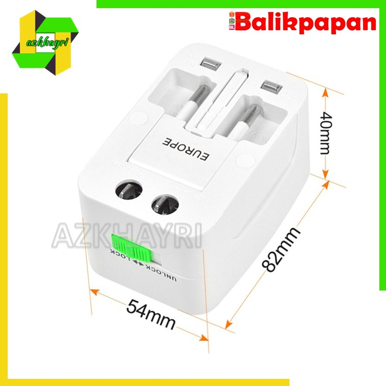 Universal Travel Adapter Home Adaptor Traveler EU AU UK US Plug Colokan Stop Kontak