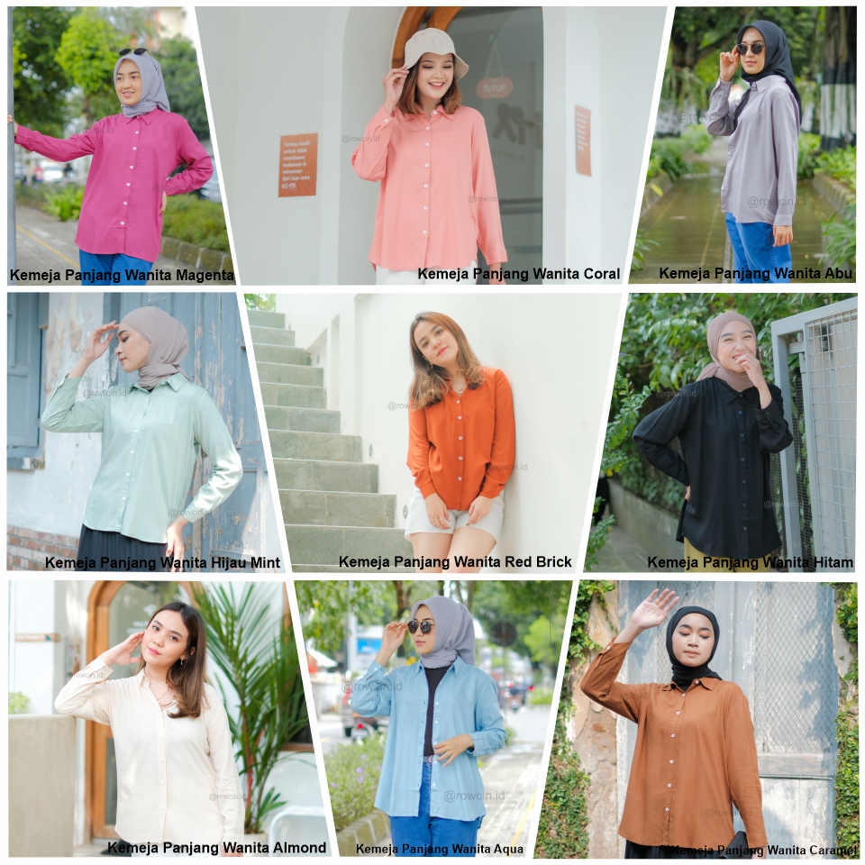 KEMEJA WANITA POLOS LENGAN PANJANG WANITA KATUN RAYON LONG SHIRT ORGANIK