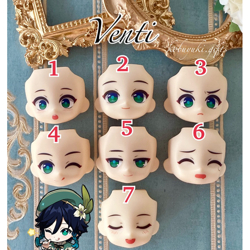 Venti Nendoroid faceplate genshin impact ob11 gsc doll faceswap custom wajah