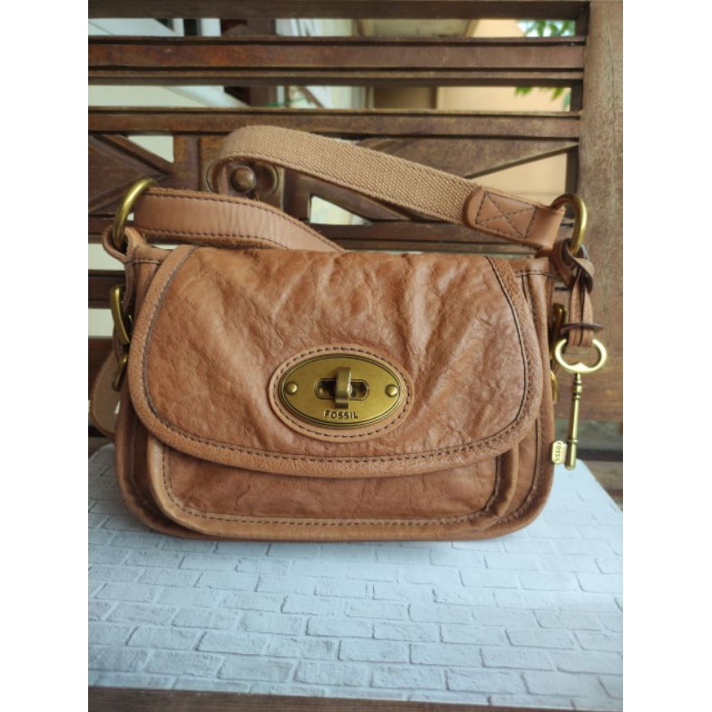 Preloved Tas Fossil Mason Brown Sling Bag Original