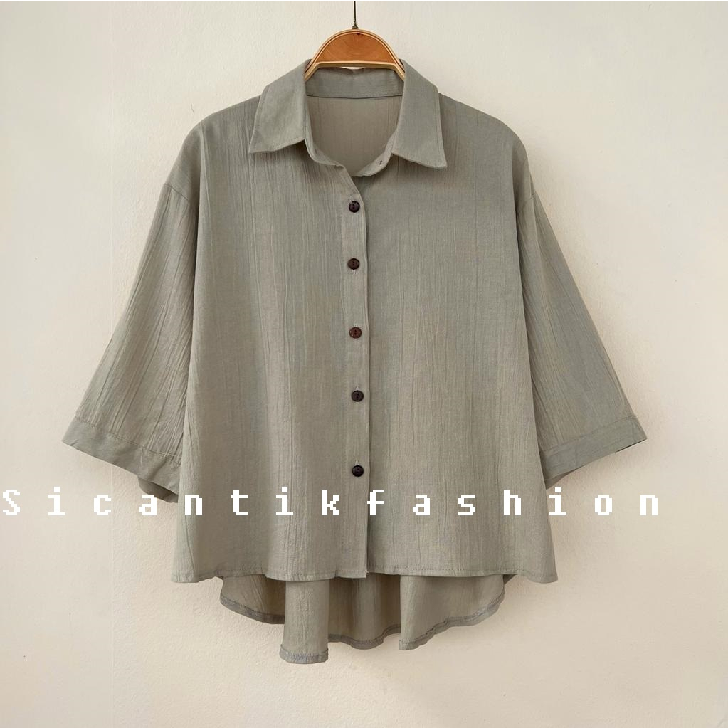 Kemeja Wanita Bahan Linen Crinkle