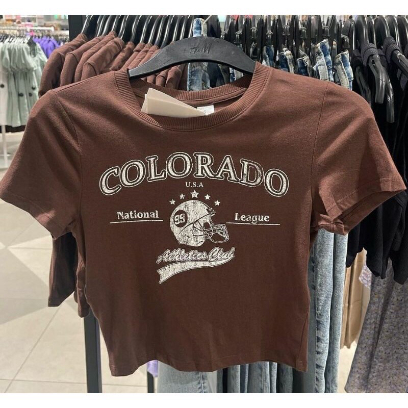Jastip H&M TEE CROP COLORADO /TEE CROP H&M /CROP TOP H&M