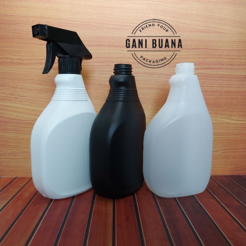 BOTOL KISPRAY 500ML HDPE/BOTOL SEMPROT 500ML HDPE TUTUP HITAM KOTAK