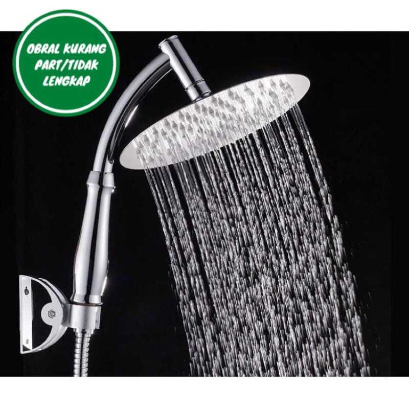 [OBRAL RIJEK] Kepala Head Shower Mandi Rainfall Stainless Steel Round Shower - 201