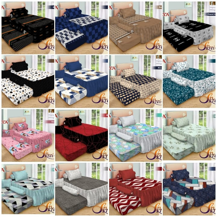 PROMO Sprei Duo / Sorong 2in1 FATA Single 120x200 Seprei Atas Rumbai Bawah Karet 120 200