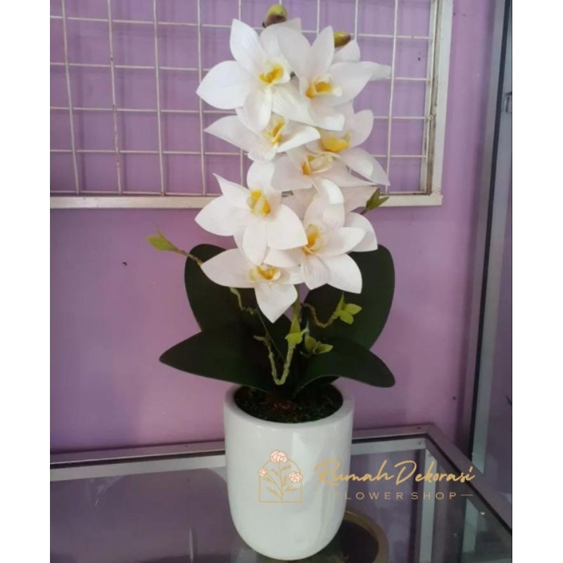 Cymbidium Latex / Anggrek Latex x10 kuntum / Bunga Hias Artificial