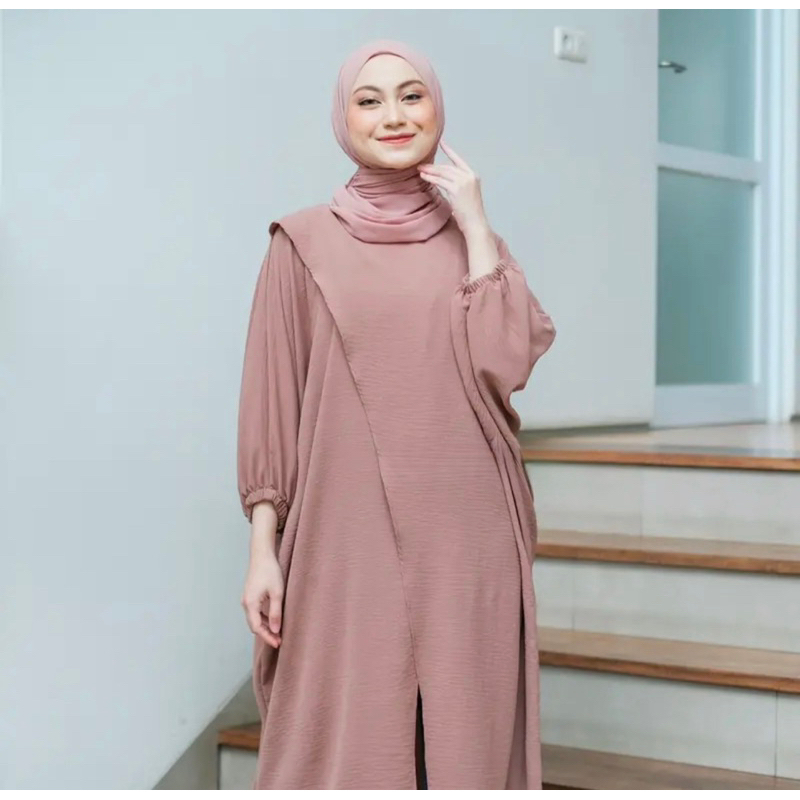 MECCA LONG TUNIK BELAH CRINCLE WANITA