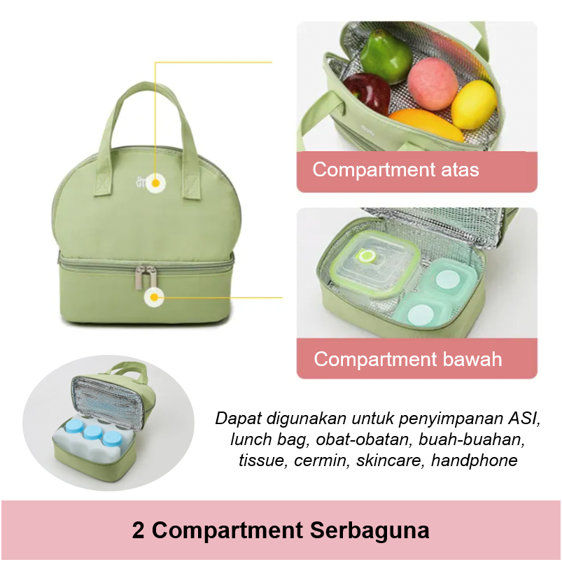 Tas Bayi Multifungsi / Cooler Lunch Bag ASI Penyimpanan Susu Tahan Air Waterproof Thermal Insulated