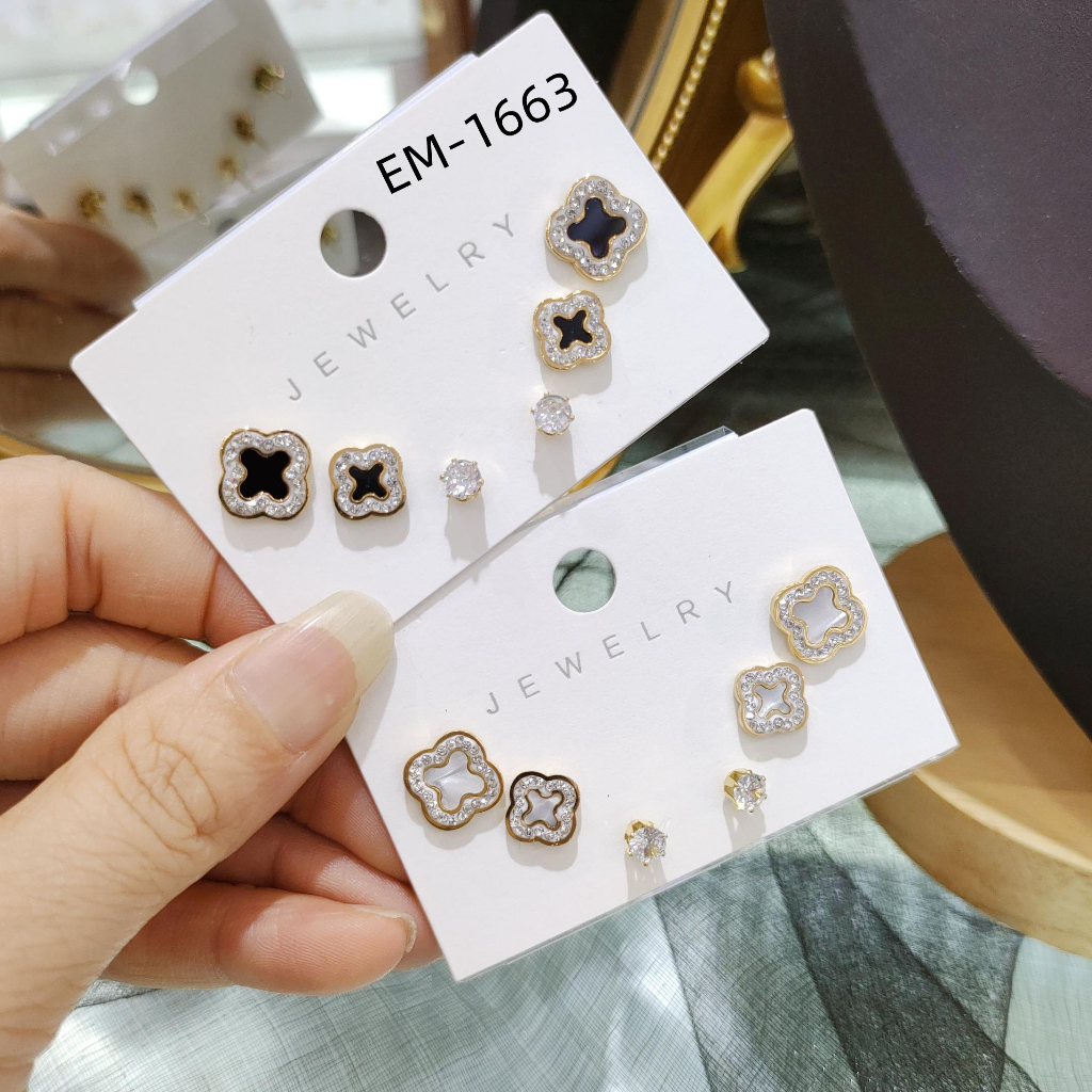 Anting Titanium Set3 Permata Perhiasan Fashion 1663