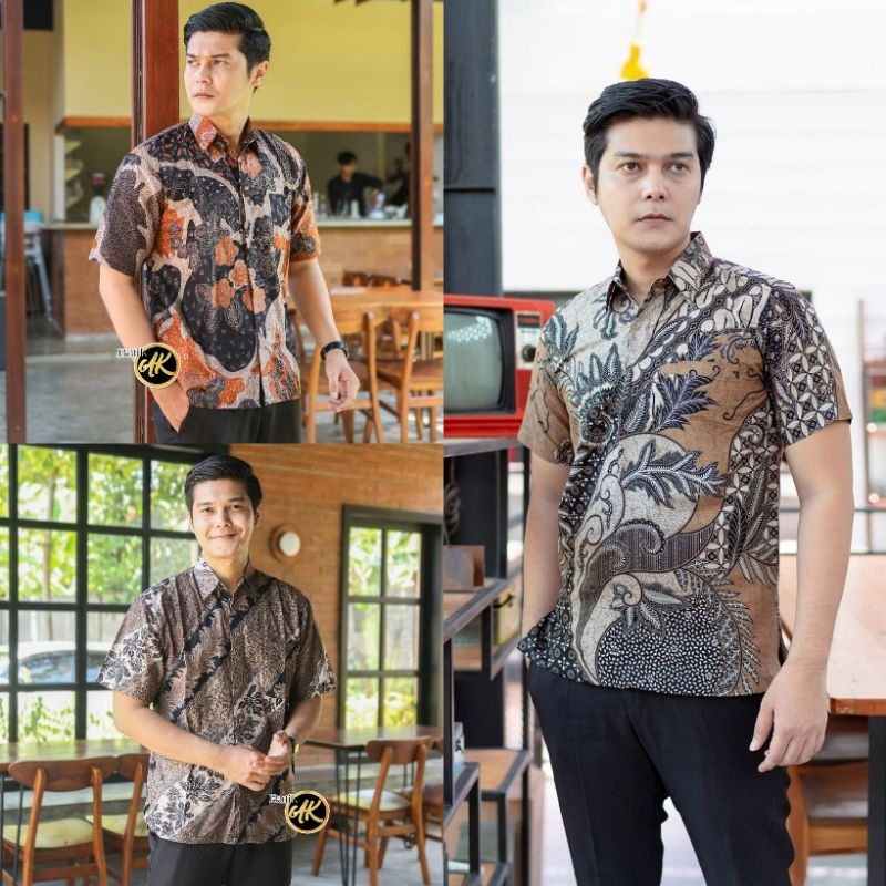 Risna Batik HRB026 Kenongo Hem Kemeja Batik Pria Lengan Pendek Katun