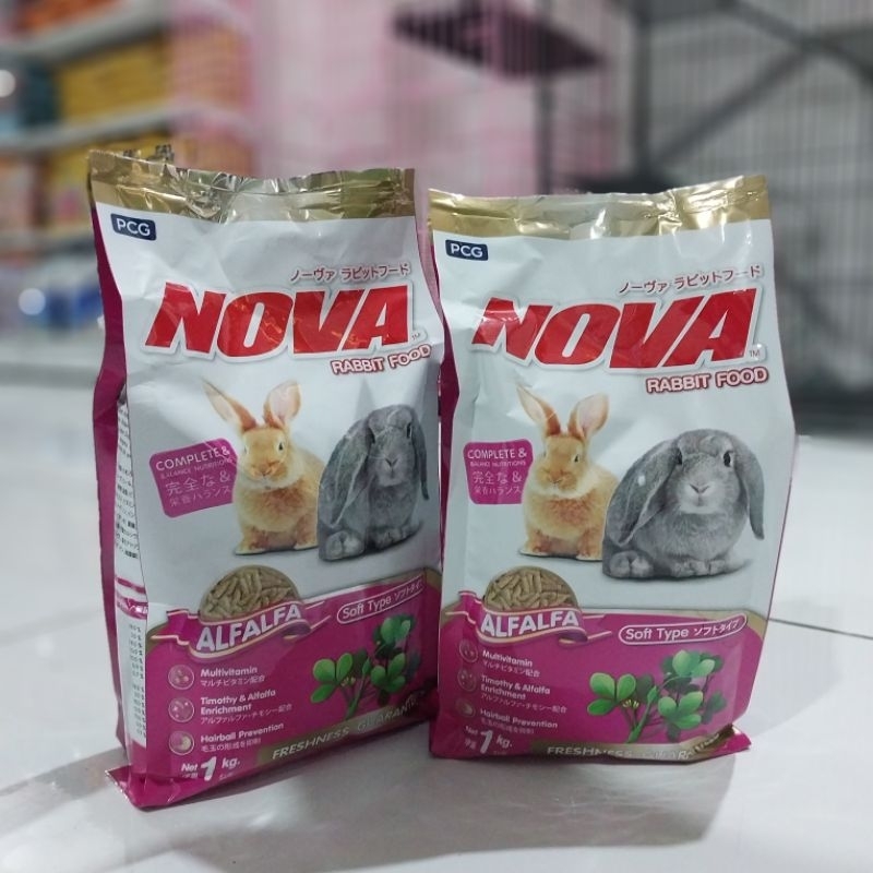 Makanan Kelinci Nova Rabbit Food Alfafa 1 Kg Freshpack - Pelet Kelinci Nova