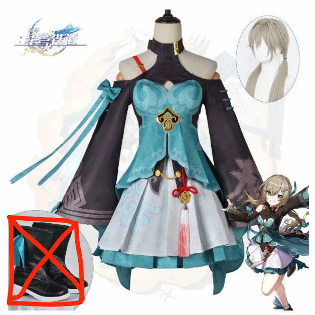 Cosplay Anime Game Honkai Star Dome Railway Cos Qingque Cos Clothing Anime Game Women's Clothing Set Plain Clothes Cosplay Clothing Full Set