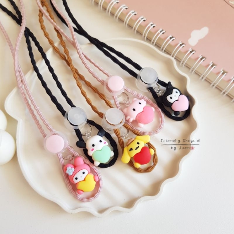 STRAP MASKER ANAK PEREMPUAN - DEWASA  2 IN 1 Cinamonnrol - Melody - Pochacco - Kuromi - Purin/ KALUNG MASKER / TALI MASKER / LANYARD MASK STOPER 2IN1