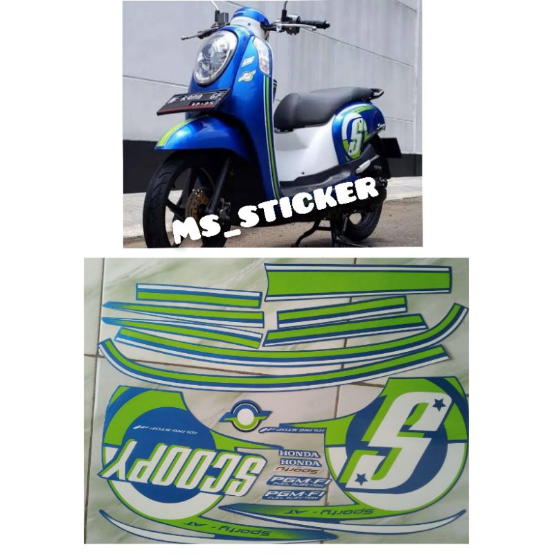 Striping Scoopy Sporty 2015 Biru