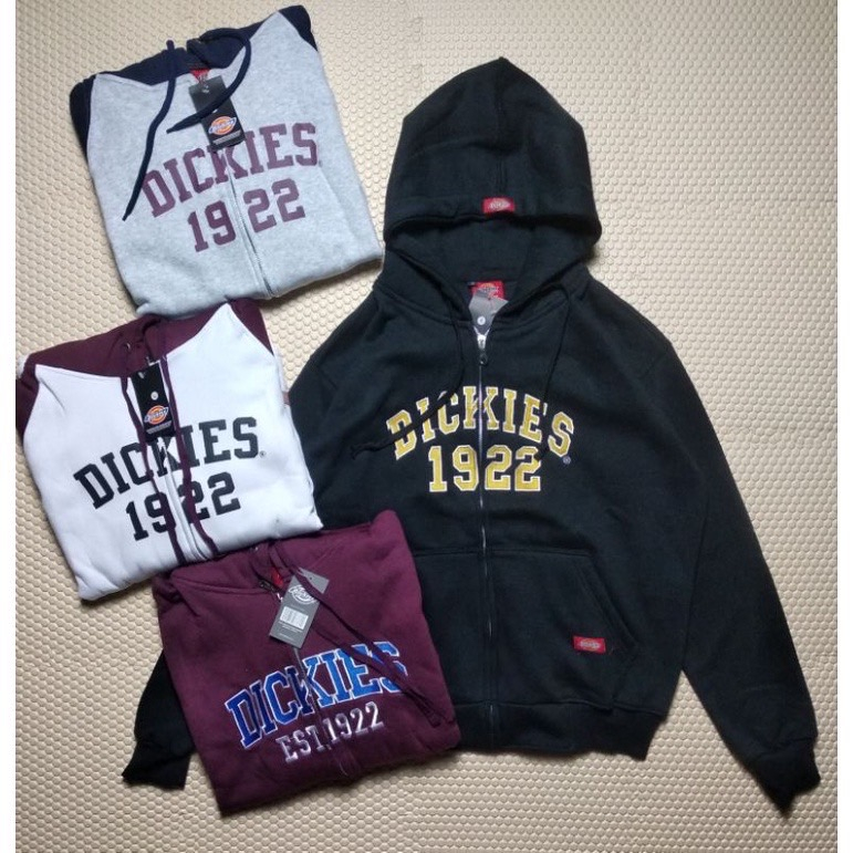 Jaket Sweater Hoodie Zipper Hoodie Dickies Arch Logo Font Bordir Fulltag Label Pria Wanita Terlaris